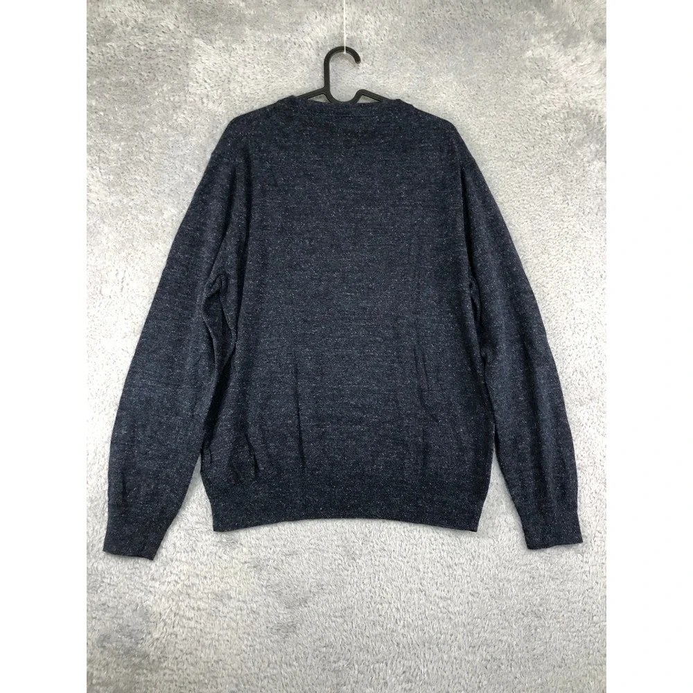 J.Crew Sweater Mens Size L Blue Knit Silk Blend Henley Pullover